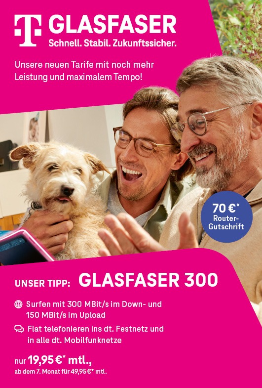 Anzeige Glasfaser hochformat