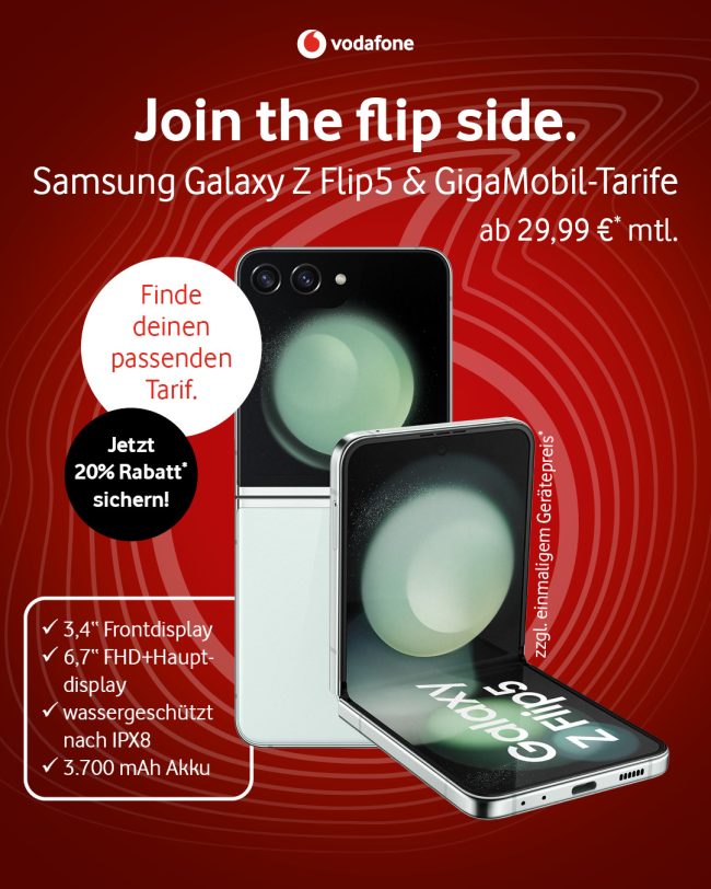 Vodafone GigaMobil-Tarife und Samsung Galaxy Z Flip5