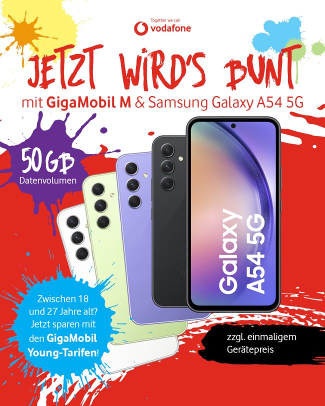 Vodafone GigaMobil M und Samsung Galaxy A54 5G